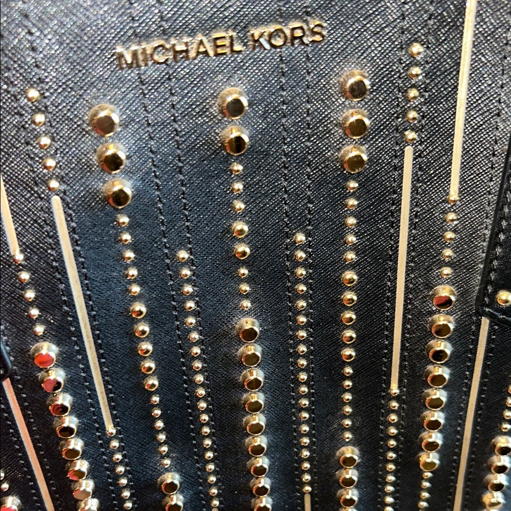 Michael Kors Black and Gold Studded Shoulder Bag